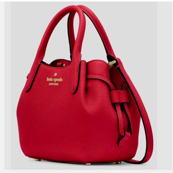 Kate Spade Dumpling Mini Leather Satchel Crossbody in Red Jam KI859 - Picture 4 of 6